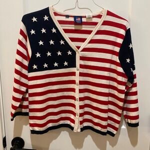 Marisa Canvas Women's 3/4 American Flag Sweater.  Vintage. Large.